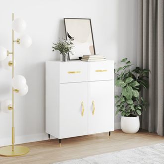vidaXL Vidaxl - Aparador De Madera Contrachapada Blanco Brillante 69,5x34x90 Cm