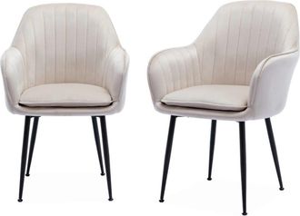 Sweeek Juego de 2 sillones de terciopelo con patas de metal