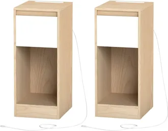 Vasagle 2 mesitas de noche con led y puertos usb de color amarillo y blanco