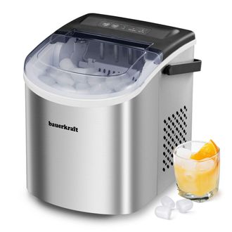 OEM M&aacute;quina De Hielo Bauerkraft Autom&aacute;tica, Silenciosa Y Eficiente, De F&aacute;cil Manejo, 12 Kg/24 H, Color Plata
