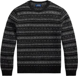 Ralph Lauren Fair Isle wollen trui - Heren - Ronde hals truien - Grijs - 2XL - Wol - Truien & Vesten