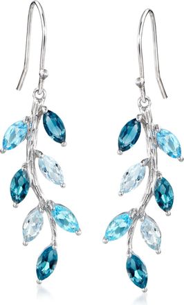 Ross-Simons Tonal Blue Topaz Vine Drop Earrings in Sterling Silver