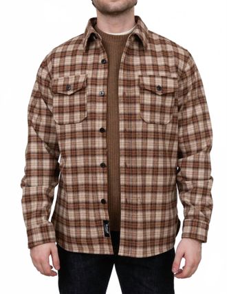 Schott NYC Classic Outdoor Plaid Cpo Shirt In Tan