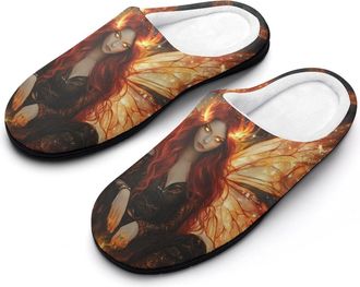 Generic Moon Bonfire Wings Beauty Mens House Slippers Memory Foam Washable Cotton Slip on Home Shoes