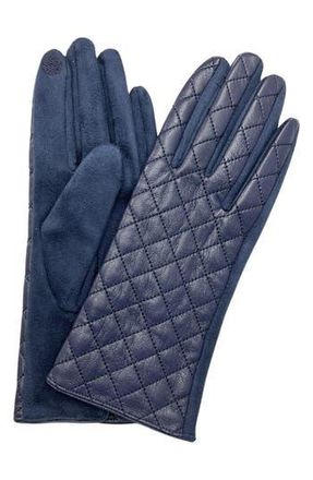 MARCUS ADLER Quilted Faux Leather Gloves in Navy at Nordstrom Rack