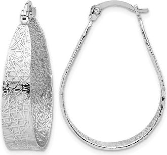 Diamond2Deal Sterling Silver Textured Oval Hoop Earrings