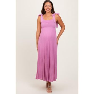 Pinkblush Textured Knit Shoulder Tie Midi Dress in Mauve at Nordstrom, Size Medium