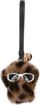 Versace leopard-print textured keyring - Brown