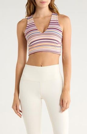 Free People FP Movement Printed Never Better Sports Bra in Cranberry Stripe at Nordstrom Rack, Size Medium
