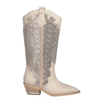 Alma En Pena Cowboy & Biker Boots, female, Beige, 8 UK, Openwork boot with beading