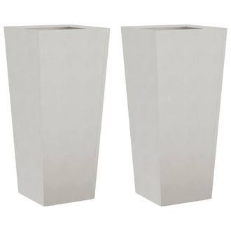 Berkfield Home Garden Planters 35x35x75 cm 2 pcs Stainless Steel in Light Grey | Size: 35 x 35 x 75 cm