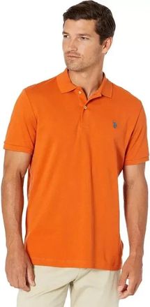 U.S.Polo Association U. S. Polo Assn Polo Shirt Mens Orange Cotton Short Sleeve Pullover KFC424