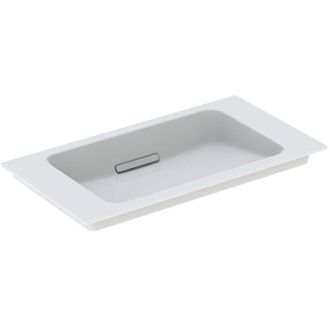 Keramag Lavabo Para Muebles Geberit One, Salida Horizontal, Compacto, 75x40cm, Sin Orificio Para Grifer&iacute;a, Rebosadero Oculto, Blanco, Keratect, Blanco Brillo