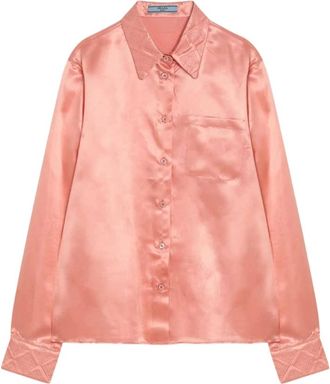 Prada Koraalrood overhemd met lange mouwen - Dames - Overhemden - Rood - L - Overhemden