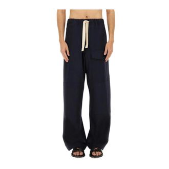 Dries Van Noten Wide Leg Cargo Trousers - male - Dries Van Noten - Wide Trousers - Blue - L - Trousers