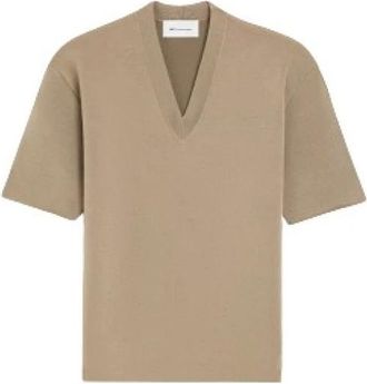 Ami Double-Face V-neck Knit - Dames - V-hals truien - Bruin - XS - Wol - Truien & Vesten