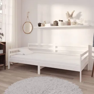 vidaXL Vidaxl - Sof&aacute; Cama Con Colch&oacute;n Madera De Pino Maciza Blanco 90x200 Cm