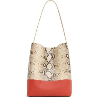 Mansur Gavriel Everyday Cabas Snakeskin Embossed Leather Tote in Roccia/Pomodoro at Nordstrom