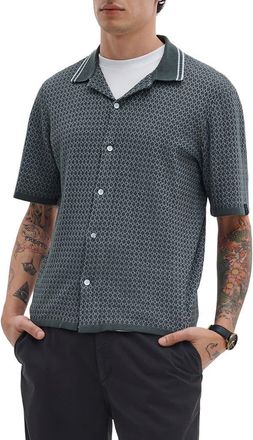 Rag & Bone Harvey Cross Stitch Camp Shirt in Charcoal Grey at Nordstrom, Size Xx-Large
