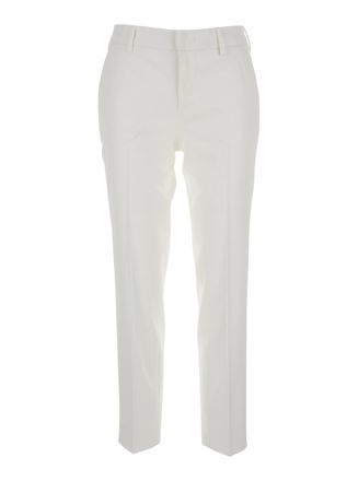 Pantaloni Torino New York White Pants With Belt Loops In Viscose Stretch Woman