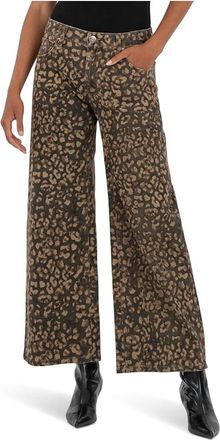 Kut from the Kloth Meg High Waist Ankle Wide Leg Jeans In Wood Cheetah