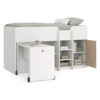 Dmora C&aacute;mara Lamedani: Cama 90x200 Cm, Escritorio Desplegable, Una Cama, 203x104x111h Cm Blanco