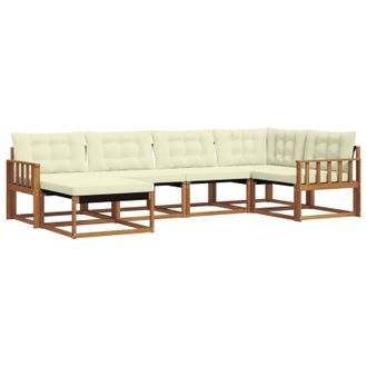 vidaXL Conjunto De Sof&aacute;s De Exterior Con Coj&iacute;n 6 Pcs Natural Y Crema Vidaxl