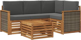 vidaXL Conjunto De Sof&aacute;s De Exterior 5 Uds. Natural Y Antracita Vidaxl