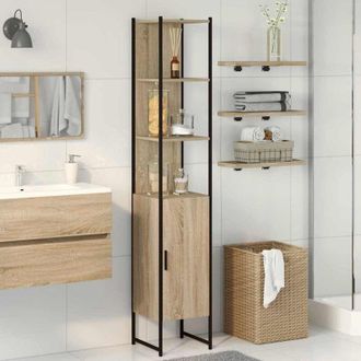 vidaXL Mobile da Bagno Beige 33 x 33 x 185.5 cm Legno multistrato - Vidaxl