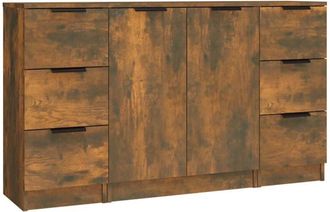vidaXL Sideboards 3 pcs Smoked Oak Engineered Wood vidaXL