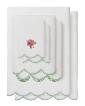 Linum Home Textiles 100% Turkish Cotton Maui Scallop 6Pc Embellished Towel Set