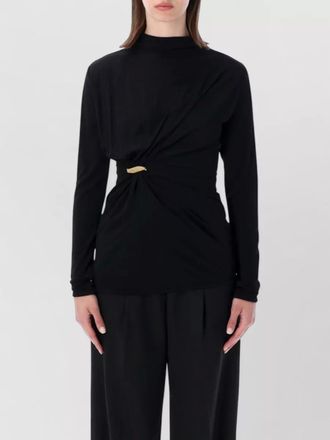 Bottega Veneta long sleeve dress high neck draped metal