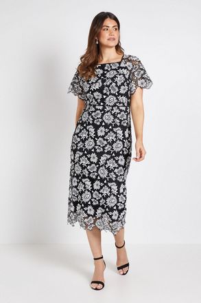 Wallis Womens Mono Lace Pencil Dress - Black - Size 10 UK