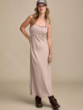 Lucky Brand Womens Ruched Bodice Slip Midi Dress