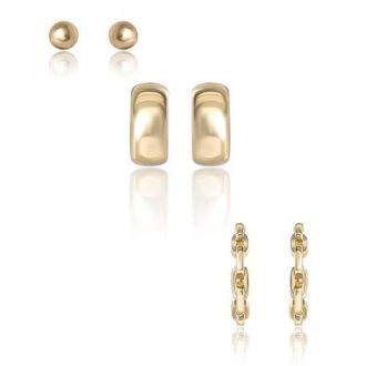 Jessica Simpson Gold-Tone Stud and Hoop Earring Set at Nordstrom