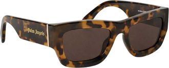 Palm Angels Rechthoekige zonnebril voor heren van Auberry in schildpadkleur (Havana Bruin)