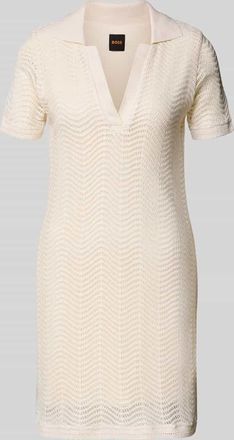 Boss Orange by Hugo Boss BOSS Orange Leicht ausgestelltes H&auml;kelkleid aus Baumwoll-Mix Modell C_ELOA in Offwhite, Gr&ouml;&szlig;e XL