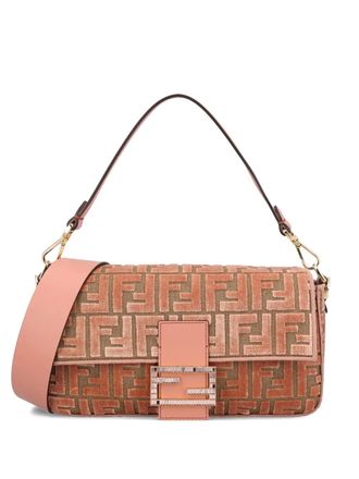 Fendi medium Baguette FF-jacquard shoulder bag - women - Velvet/Fabric - One Size - Pink