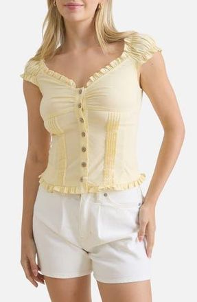 Blu Pepper Cap Sleeve Button Top in Butter Yellow at Nordstrom Rack, Size Medium