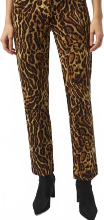 Joseph Ribkoff Animal Print Pull-On Straight Leg Pants In Black/brown