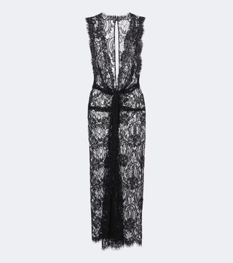 Dolce & Gabbana Gathered cotton-blend lace midi dress