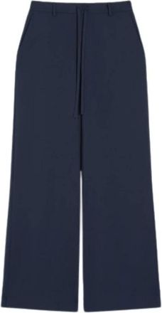 Max Mara Broeken, Dames, Blauw, XS, Gebreide-de-gebreide jerseybroek met trekkoord
