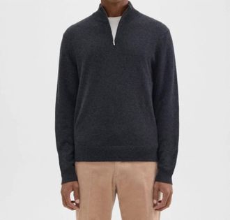 Theory Hilles Quarter Zip Cashmere Sweater In Black