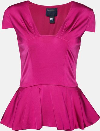 Roberto Cavalli Pink Jersey Peplum Top