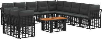vidaXL Conjunto De Sof&aacute;s De Jard&iacute;n 12 Uds. Negro Y Gris Oscuro Vidaxl