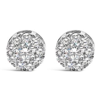 House of Brilliance 14KT White Gold 2.00 Cttw Lab Grown Diamond Halo Stud Earrings
