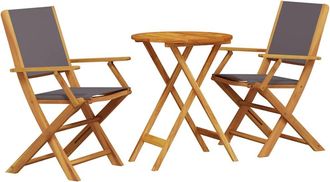 vidaXL Juego De Bistro De 3 Piezas Tela Y Madera Maciza Antracita Vidaxl