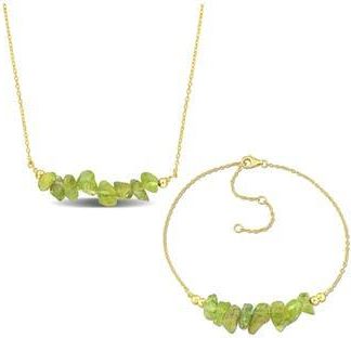 Delmar Fancy Cut Peridot Bracelet & Necklace Set in Green at Nordstrom Rack