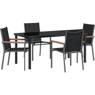 vidaXL Vidaxl - Conjunto De Comedor De Jard&iacute;n 5 Pcs Negro Textileno Y Acero