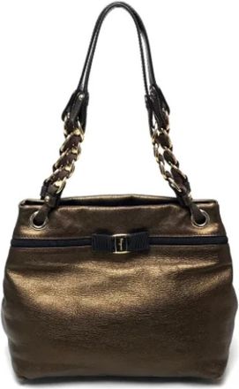 Ferragamo Tweedehands leren schoudertassen - Dames - Vintage Shopper - Geel - ONE Size - Leer - Vintage
